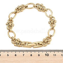 女性用304ステンレススチールリンクチェーンブレスレット  18KGP本金メッキ  リング  7.68インチ（19.5cm）&nbsp;BJEW-P391-02A-G