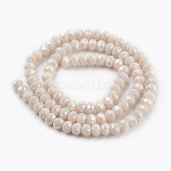 Стеклянные бусины с гальваническим покрытием  GLAA-K027-FR-B02