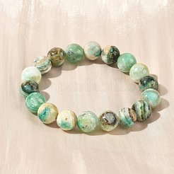 Bracelets extensibles ronds en jaspe vert naturel pour femmes&nbsp;BJEW-F535-02C