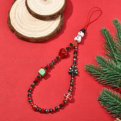 Weihnachts-Handy-Lanyard aus Bunte Malerei und Glas&nbsp;HJEW-SZ00098