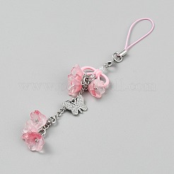 Ландыш ручной работы лэмпворк и бабочка из сплава подвесные украшения&nbsp;HJEW-WH20021-06C