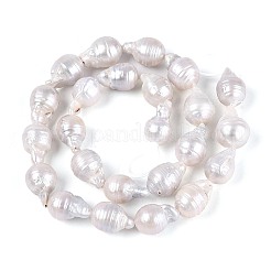 Нити бусин из натурального зернистого жемчуга кеши в стиле барокко&nbsp;PEAR-S020-F08-01