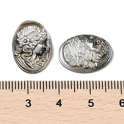 天然の黒リップシェル彫刻カボション  カメオの女性が描かれた楕円形  12.5x2.5mm&nbsp;SSHEL-I026-02A-01