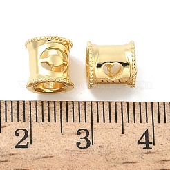 真鍮製ヨーロピアンビーズ  数字0のチューブ  大穴ビーズ  18KGP本金メッキ  8x6.5mm  穴：4.5~5mm&nbsp;KK-B166-01G-0