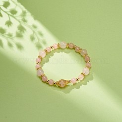 ナチュラル ローズクォーツ ビーズ ストレッチ ブレスレット  女性のためのアクセサリー用原石のアクセサリー  内径：2インチ（5.1cm）&nbsp;BJEW-JB08666