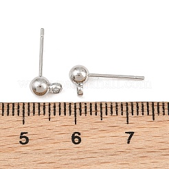 真鍮製スタッドピアス金具  カン付き  ラックめっき  長持ちメッキ  鉛フリー＆カドミウムフリー  プラチナ  6x4mm  穴：1.3mm  ピン：0.7mm&nbsp;KK-CBA3CA1-01P