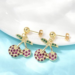 Латунные кубического циркония серьги болтающийся&nbsp;EJEW-Q036-07G