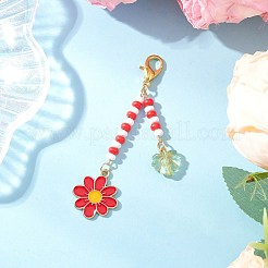 3 pz decorazioni pendenti in lega di fiori smaltati&nbsp;HJEW-MZ00337