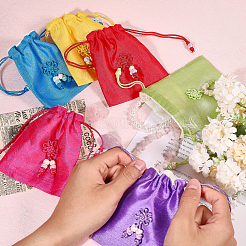 6 шт. 6-х цветные прямоугольные тканевые упаковочные мешочки ABAG-CA0001-15