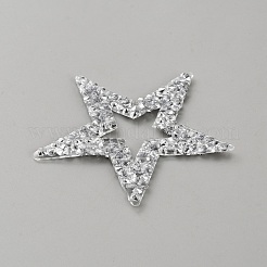スターグリッターホットフィックスラインストーン  パッチにアイロン  ドレスシューズ衣服装飾  銀  60x60x2.2mm&nbsp;FIND-WH0002-88B