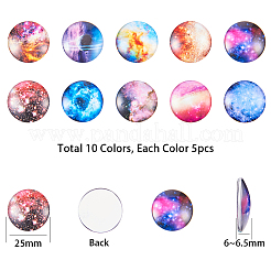 Cabochons en verre imprimé motif ciel étoilé&nbsp;GGLA-SC0001-02
