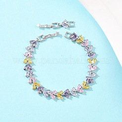 Теннисные браслеты из платиновой латуни с микропаве из кубических цирконий&nbsp;BJEW-B160-13P