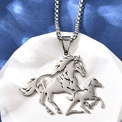 Ожерелья-цепочки с подвеской в виде лошади из нержавеющей стали 201&nbsp;LS-NJEW-E156-03P