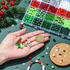 Рождественская тематика наборы для изготовления браслетов из акриловых бусин своими руками&nbsp;DIY-YW0010-91