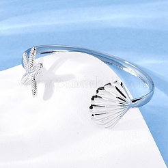 Латунные браслеты с открытыми манжетами для женщин BJEW-R024-01P