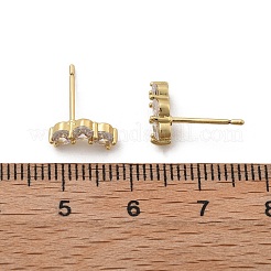 Messing Micro Pave klare Zirkonia Ohrstecker&nbsp;LS-EJEW-R016-01G-01