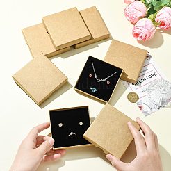厚紙紙製ジュエリーボックス6個  黒いスポンジを使って  ジュエリーギフト包装用  正方形  バリーウッド  9.05~9.15x9.05~9.15x1.7~1.8cm&nbsp;TH-FS1F4C-01B