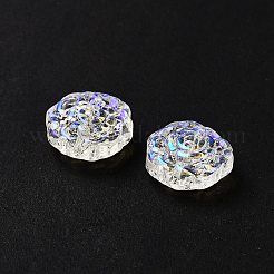 スプレー塗り透明ガラス・ビーズ  花のチャーム  暗い蘭  15x15x6mm  穴：1.2mm&nbsp;GLAA-D038-01M