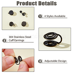 16 шт. 4 стиля серьги-каффы из сплава и нержавеющей стали 304 EJEW-HS0001-17