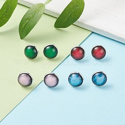 女性用プレーンドーム/ハーフラウンドレジンスタッドピアス  ミックスカラー  16.5x13.5mm  ピン：0.7mm&nbsp;EJEW-JE04799