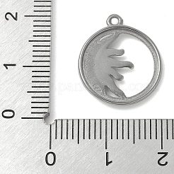 304ステンレスペンダント  フラットラウンド、サンチャーム付き  ステンレス鋼色  18x15.5x2.5mm  穴：1.2mm&nbsp;STAS-L277-02C-P