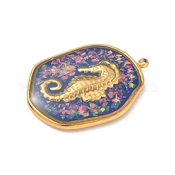 Подвески из нержавеющей стали 304 из эпоксидной смолы с натуральными ракушками и пайетками внутри&nbsp;STAS-L026-17G-M04