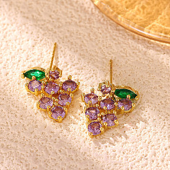 Boucles d'oreilles pendantes en laiton pavé de zirconiums cubiques&nbsp;CU-CBA2AB4-02G