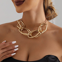 Geometrische Halsketten im Hip-Hop-Stil aus Metalllegierung für Damen&nbsp;WG390AD-01