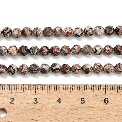 天然ヒョウ肌ジャスパービーズ連売り  ラウンド  多面カット  4~4.5mm  穴：0.7mm  約93個/連  15.39''（39.1センチメートル）&nbsp;GG-CBA3921-A02-4mm