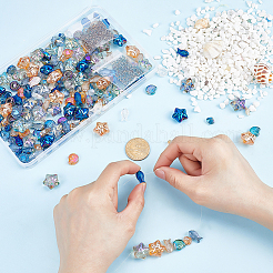 800 шт. стеклянные бусины с гальваническим покрытием на тему океана EGLA-ME0001-01