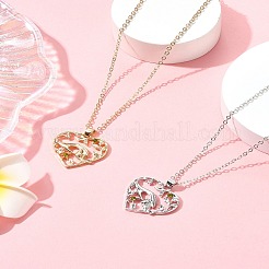 2 шт. 2 цвета мама дочка рука об руку семейное сердце сплав кулон ожерелья NJEW-FS0001-10A