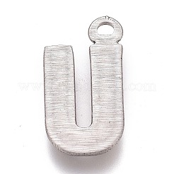 変色しにくい304ステンレススチールペンダント  アルファベット  文字.u  16x8.5x2mm  穴：1.4mm&nbsp;STAS-H119-01P-U