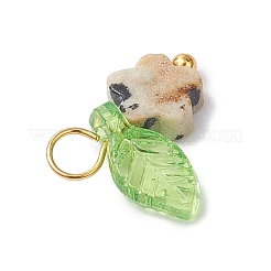 10 шт. подвески в виде цветка из натуральной далматинской яшмы&nbsp;PALLOY-JF03765-04