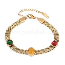 Pulseras de eslabones ovalados de acero inoxidable 304 y resina para mujer&nbsp;BJEW-B171-01G