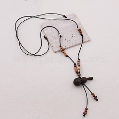Colliers pour femmes avec pendentif en calebasse en bois&nbsp;WGF2CB3-01