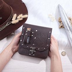 Sac ceinture médiéval rectangulaire en cuir PU avec 2 bouteille de potion en verre&nbsp;AJEW-WH0696-575A