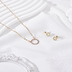 Комплекты из ожерелий и серег-гвоздиков из сплава со стразами и кристаллами для женщин&nbsp;SJEW-LP0001-29G