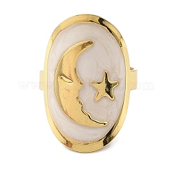 Кольца-манжеты овальные и лунные из нержавеющей стали 304 с эмалью для женщин RJEW-F166-29G-02