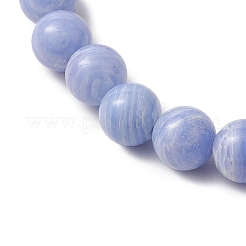 Braccialetti elastici in perline di agata blu naturale tinta per le donne&nbsp;BJEW-JB11261