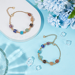 2шт. браслеты из натуральных смешанных драгоценных камней для женщин BJEW-UN00021