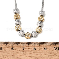 Collana con ciondolo a catena piatta a serpente in acciaio inossidabile 304 bicolore con micro pavé di zirconi cubici trasparenti&nbsp;SA-CBAB122-01B