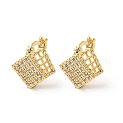 Серьги-кольца с ромбами из латуни с микропаве из кубического циркония EJEW-B153-09G