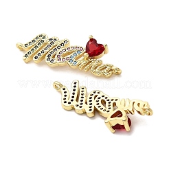 День матери латунные микро-паве кубические цирконии слова любовь сердце мама соединительные подвески KK-M324-01B-G