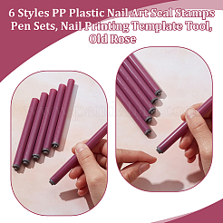 6 шт. 6 стиля pp пластиковые штампы для нейл-арта наборы ручек&nbsp;MRMJ-WH0075-131B