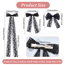 12 шт. 6 стиля заколки-бантики из полиэфирного сплава PHAR-CN0001-02