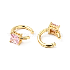 Квадратные открытые серьги-каффы с кубическим цирконием EJEW-G312-16G-01