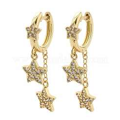 Серьги-кольца Huggie из латуни с прозрачным фианитом и прозрачным фианитом EJEW-K083-43G