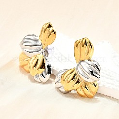 Pendientes de botón bicolor de acero inoxidable 304 para mujer&nbsp;EJEW-R023-01GP-07