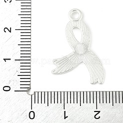 薬物反対の赤いリボンテーマの合金エナメルペンダント  銀  意識のリボン  25x16.5x1.5mm  穴：2mm&nbsp;ENAM-C026-02A-S