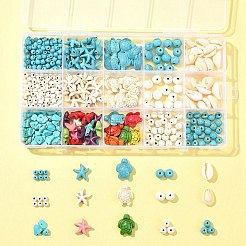 Наборы для поиска ювелирных изделий из синтетической бирюзы и натуральных ракушек каури своими руками DIY-FS0005-98